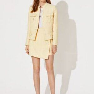 NWOT Shein Premium Flap Pocket Front Button Up Tweed Jacket & Wrap Skirt Set